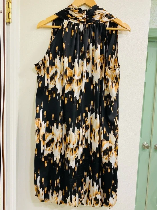 Derek Lam Black, Cream and Brown Abstract Print Bubble Dress Large - Picture 6 of 7